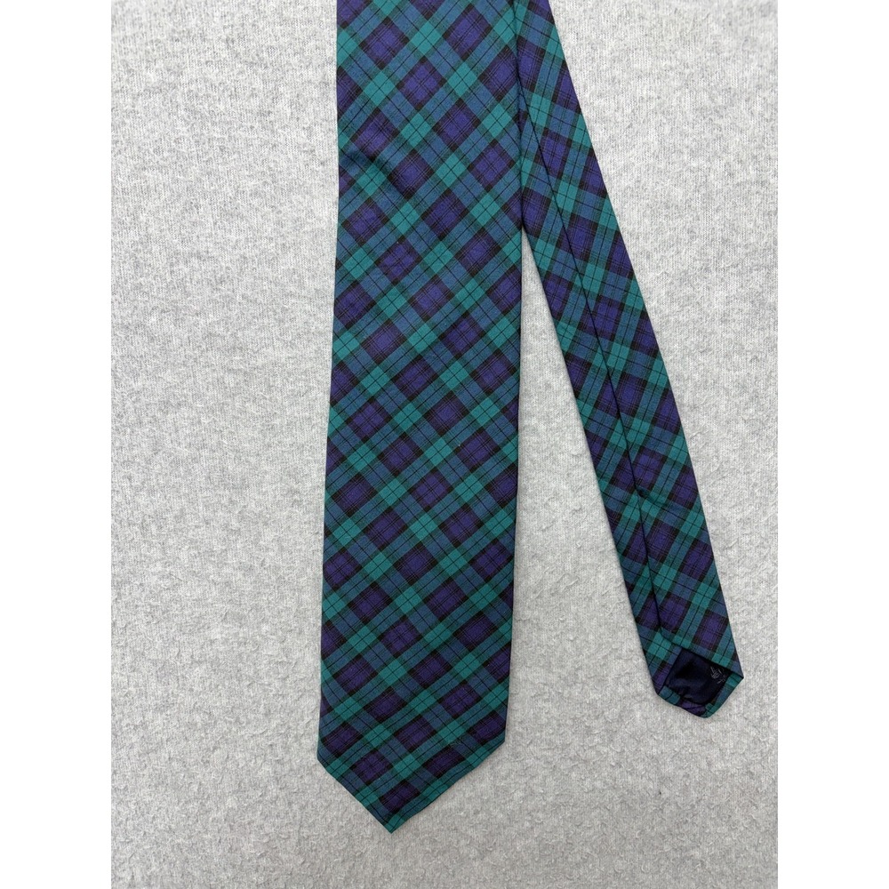 Brooks Brothers Makers Tie Mens Blue Green Black Watch Tartan Plaid Cotton USA